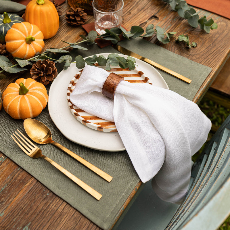 Olive green linen placemats
