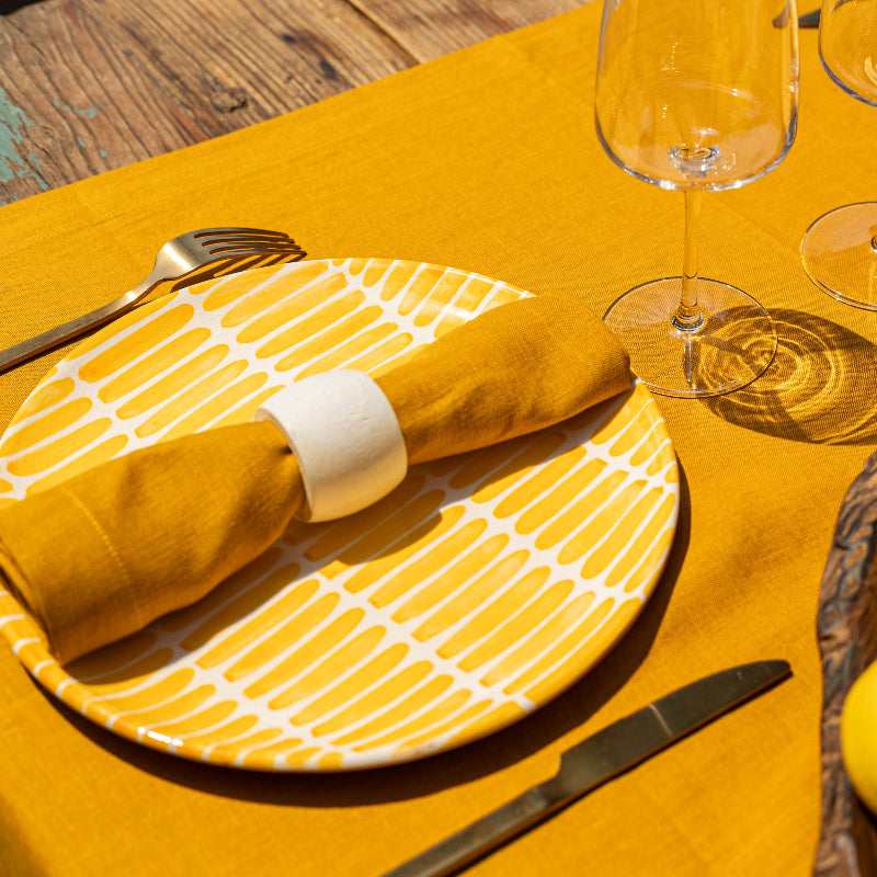 Yellow mustard Easter linen napkins Summer table