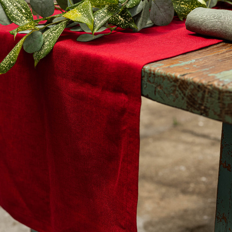 Chinese new Year linen table runner Christmas table red
