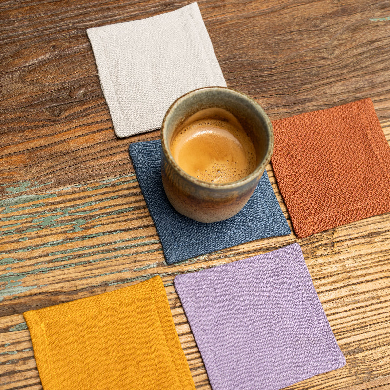 coasters linen different colours washable