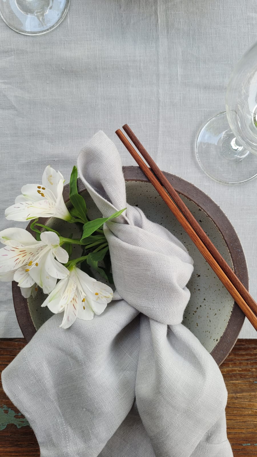 Grey linen tablecloth