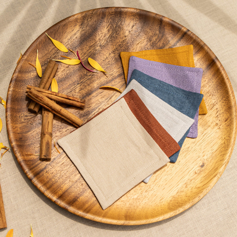 coasters linen different colours washable