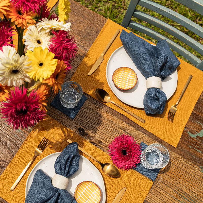 Yellow Summer linen placemats