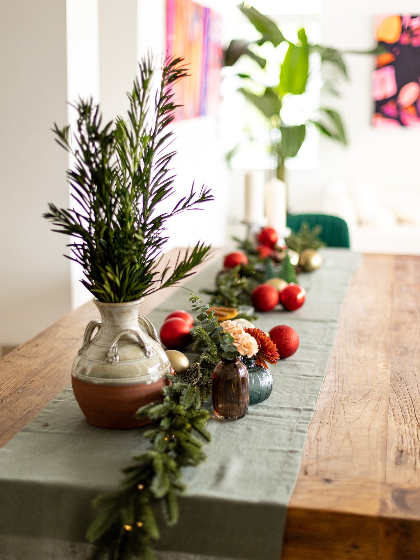 Table runner Olive