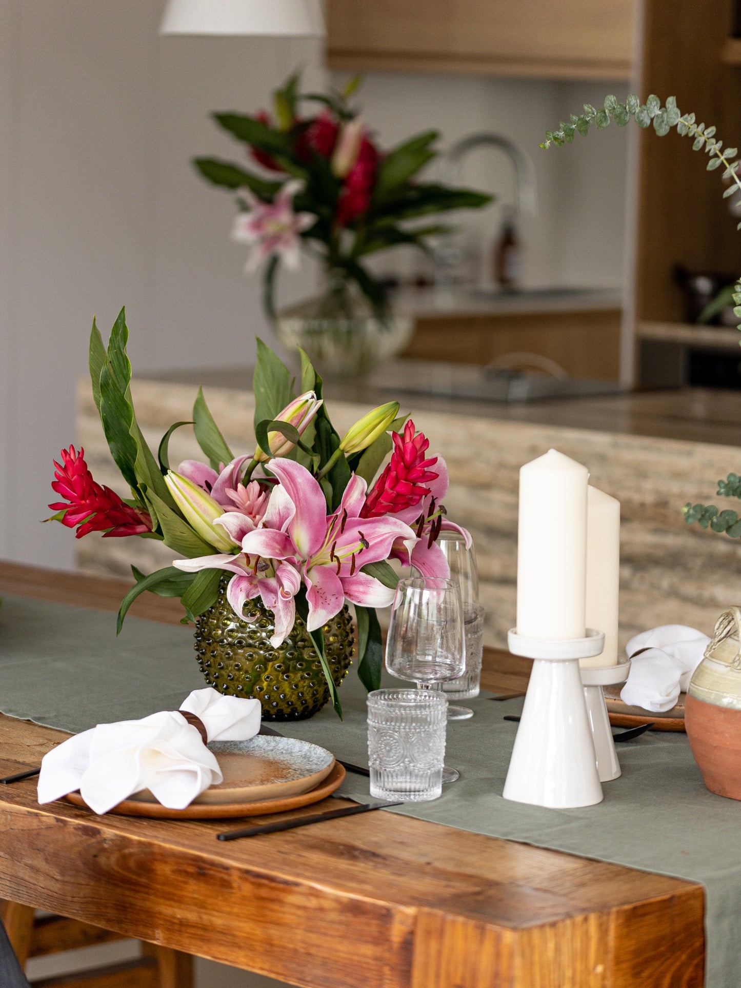 Table runner Olive