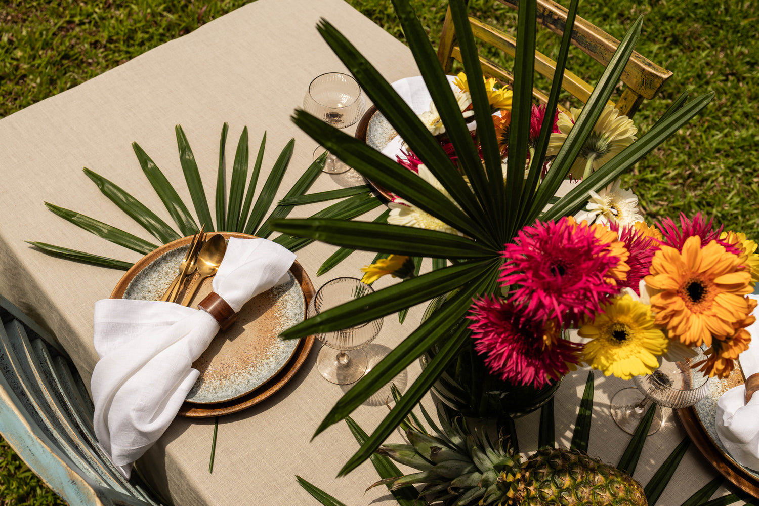 white linen tablecloth