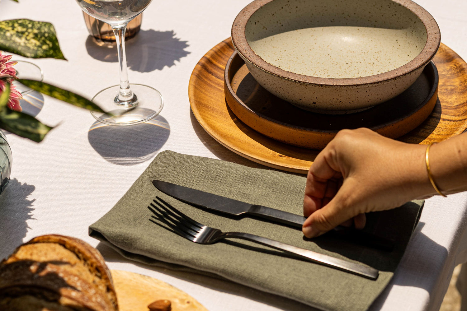 olive linen napkin