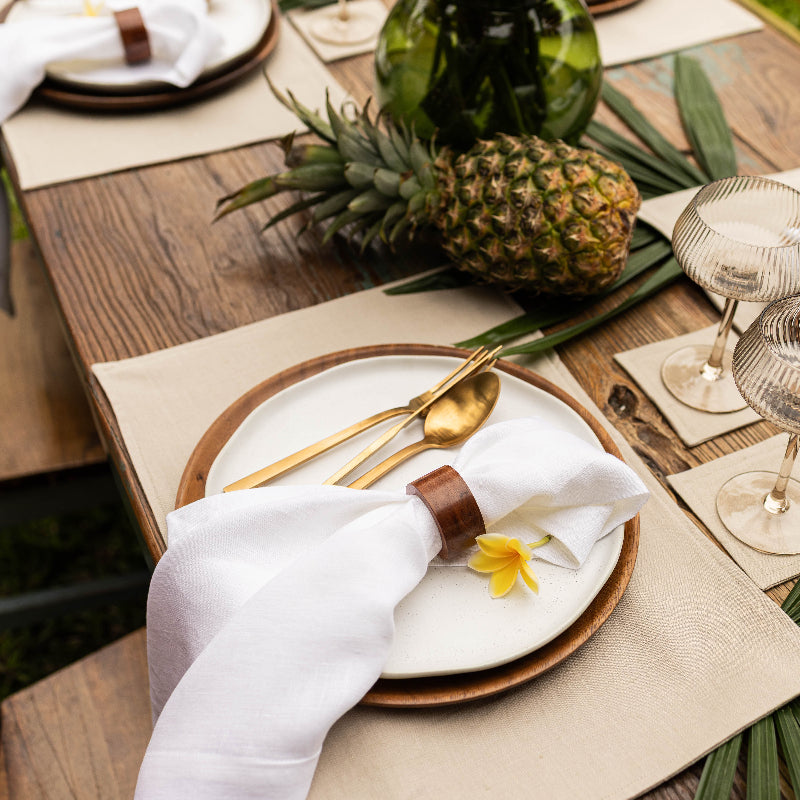 sand beige color linen placemats