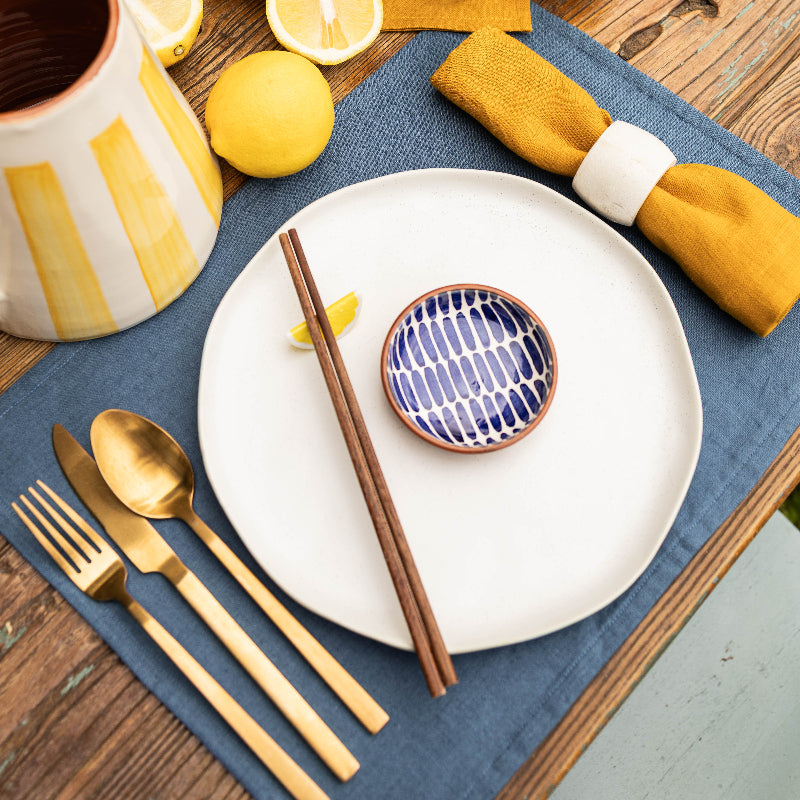 Blue linen placemats