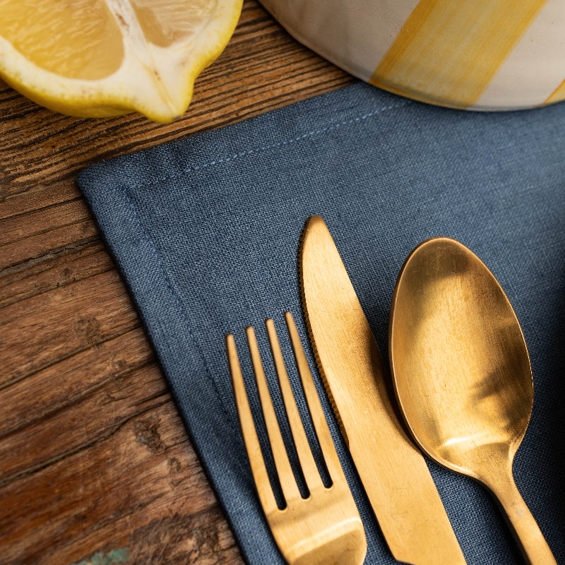 Blue linen placemats