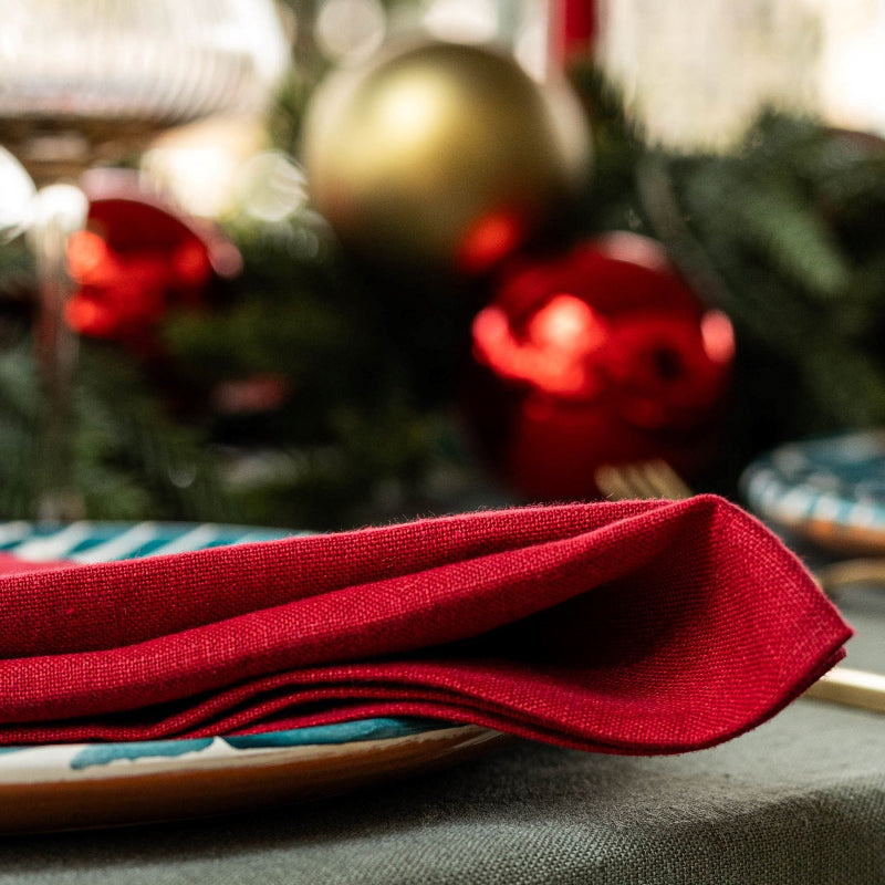 Chinese new Year linen table runner Christmas table red