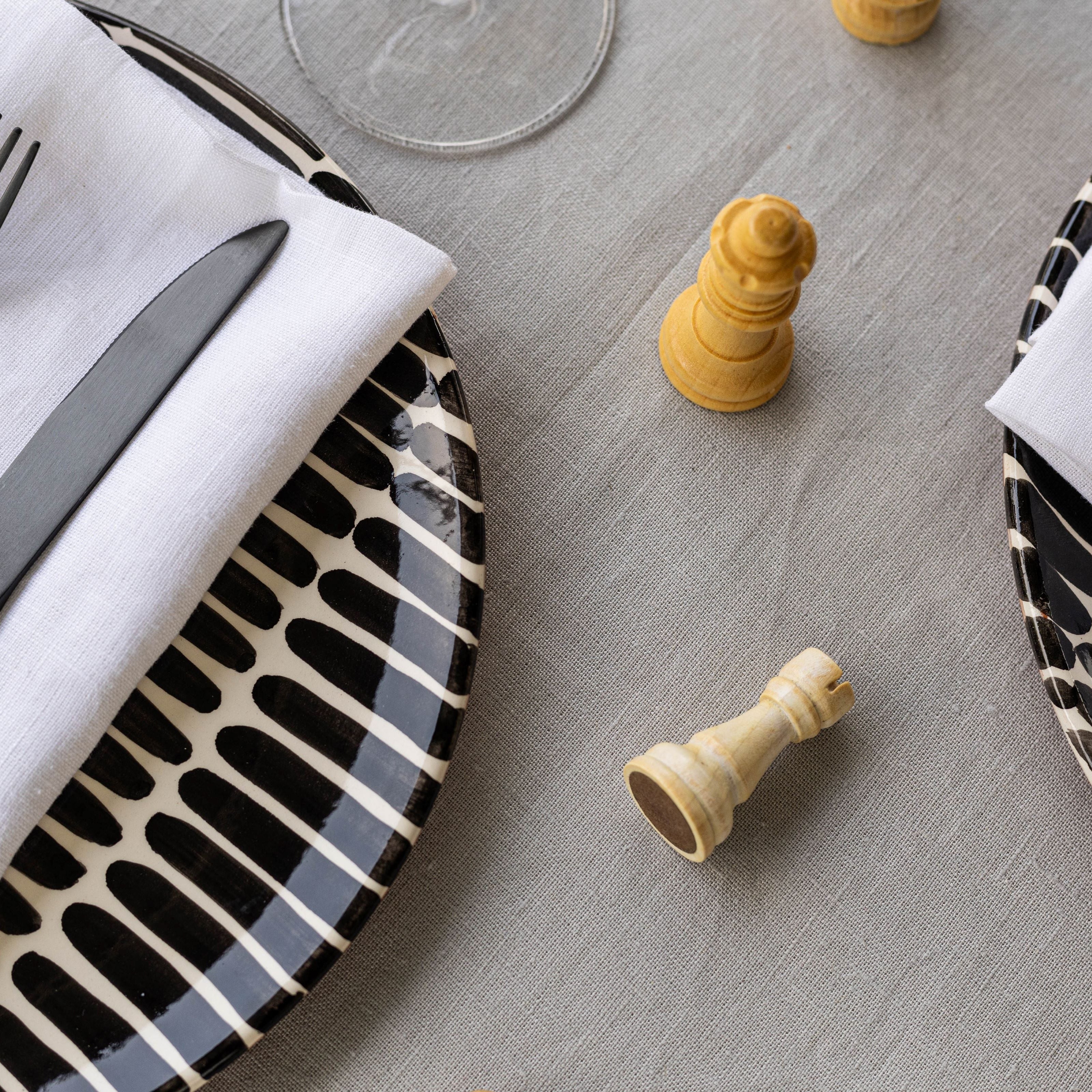 Grey linen tablecloth