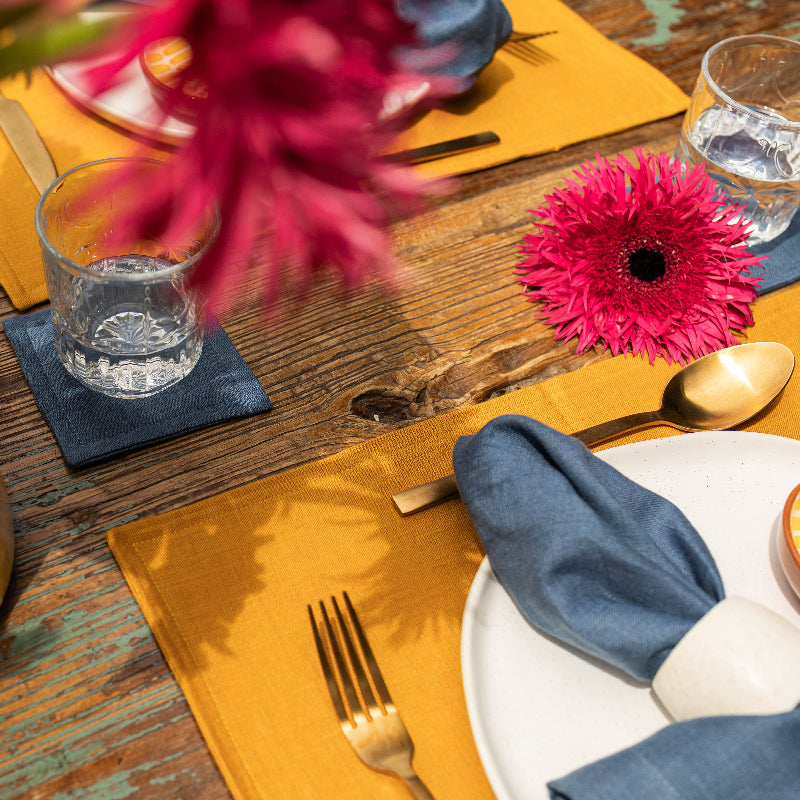 Yellow Summer linen placemats