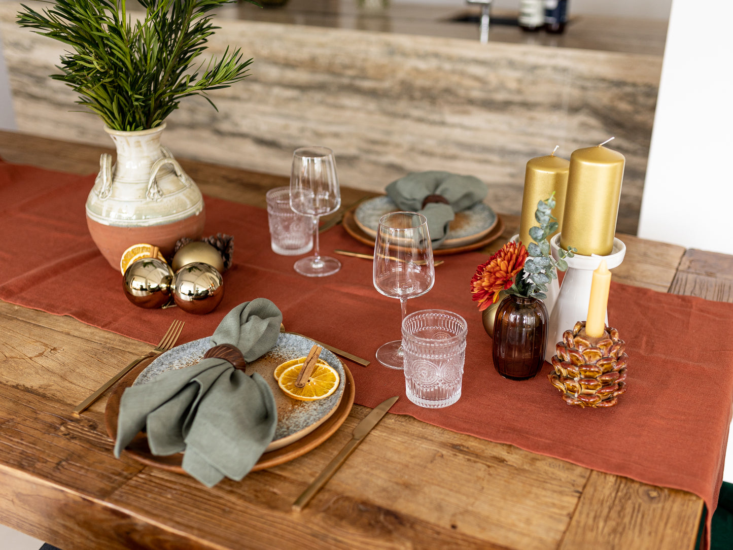 Table runner Terracotta